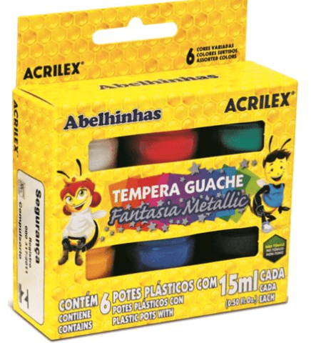Tempera Guache Fantasia Metallic - 6 Unid - Acrilex